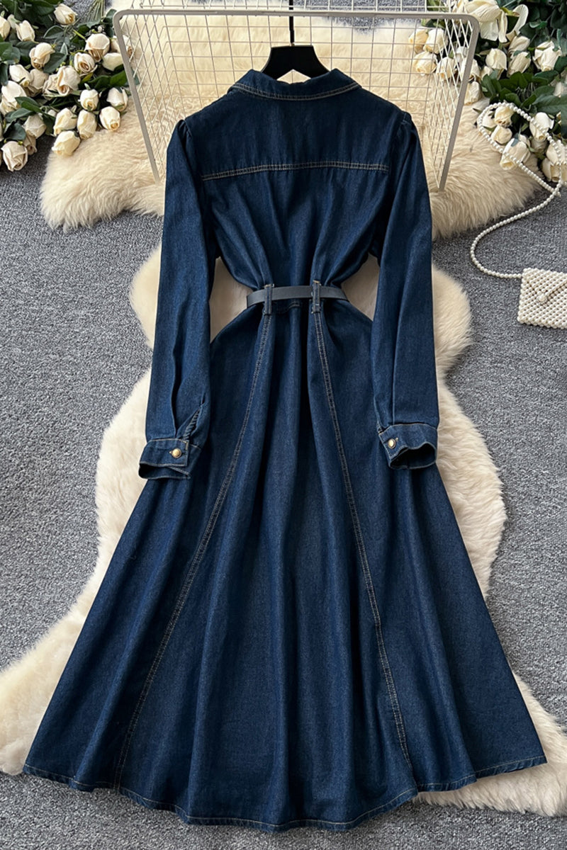 Button-Down Denim Dress with Pockets