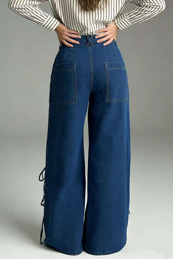 Lace-Up Straight Jeans