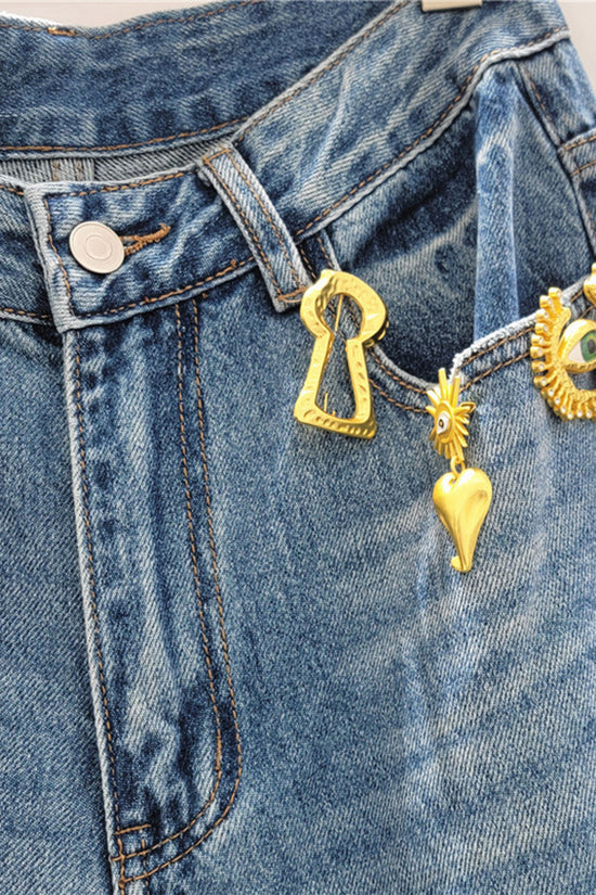 Trendy Straight-Leg Embellished Jeans