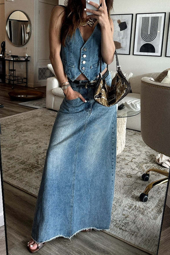 Vintage Denim Button Vest