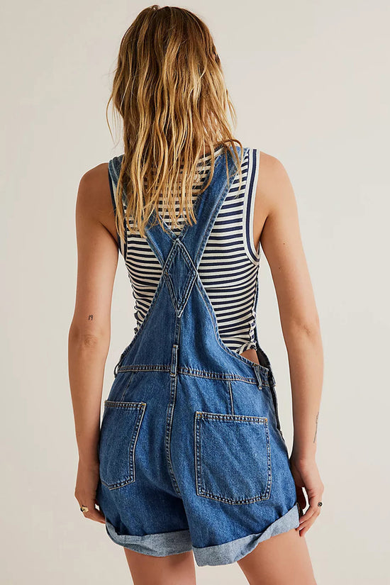Multi-Pocket Casual Denim Romper