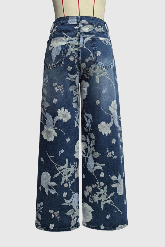 Floral Printed Straight Jeans