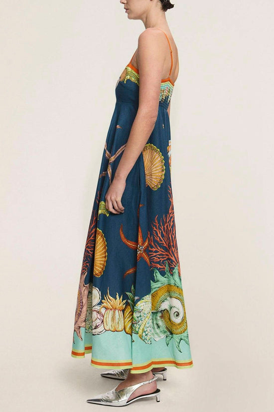 Sea-Themed Print Maxi Dress