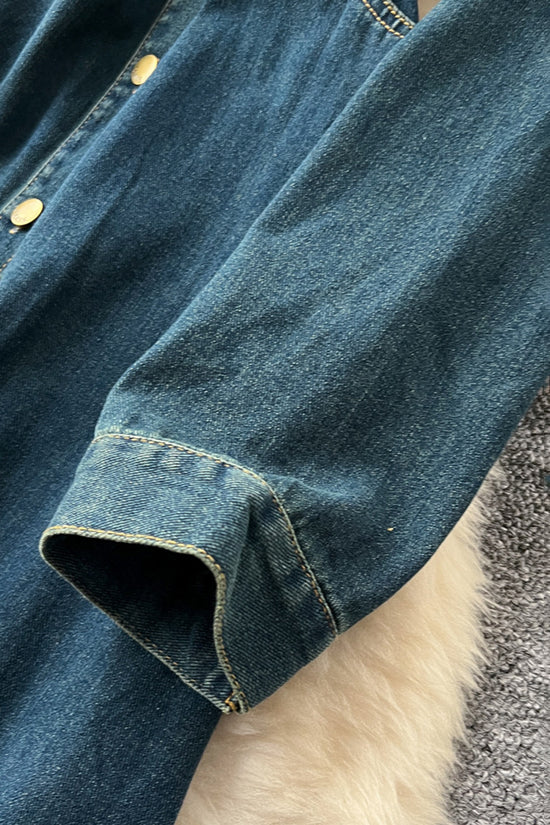 Button-Down Denim Dress with Collar Detail