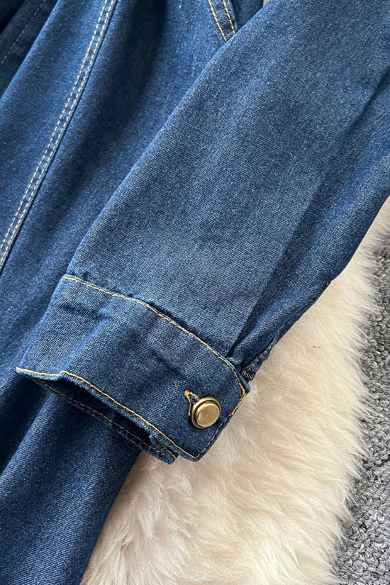 Button-Down Denim Dress with Pockets