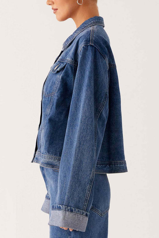 Classic Denim Jacket with Button-Down Front