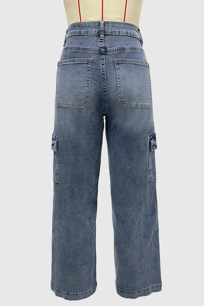 Stylish Straight Cargo Jeans with Drawstring