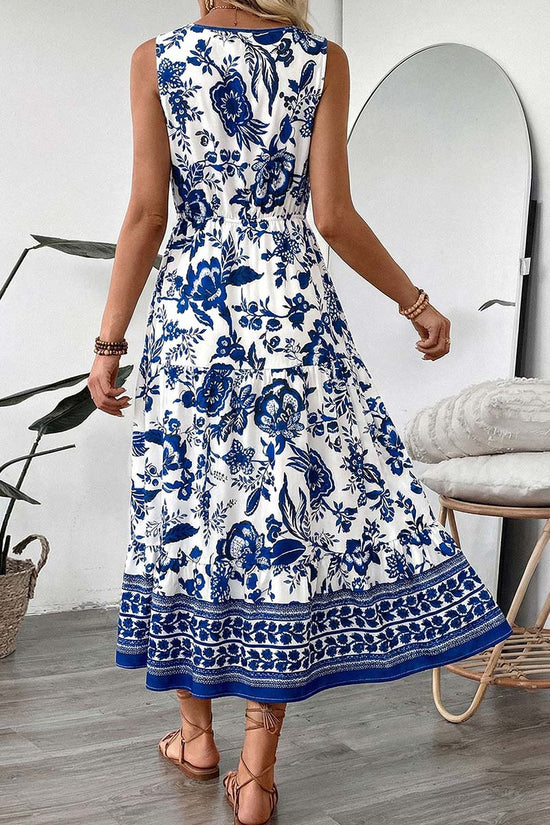 Floral Sleeveless Casual Maxi Dress
