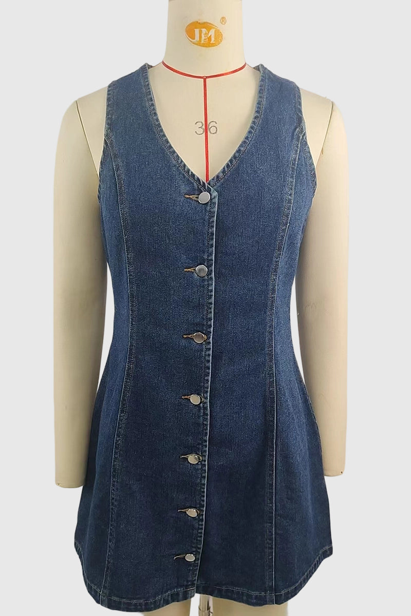 Button-Up Denim Mini Dress