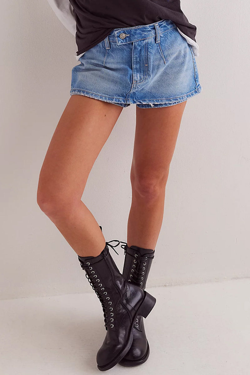 Casual Denim Mini Skort