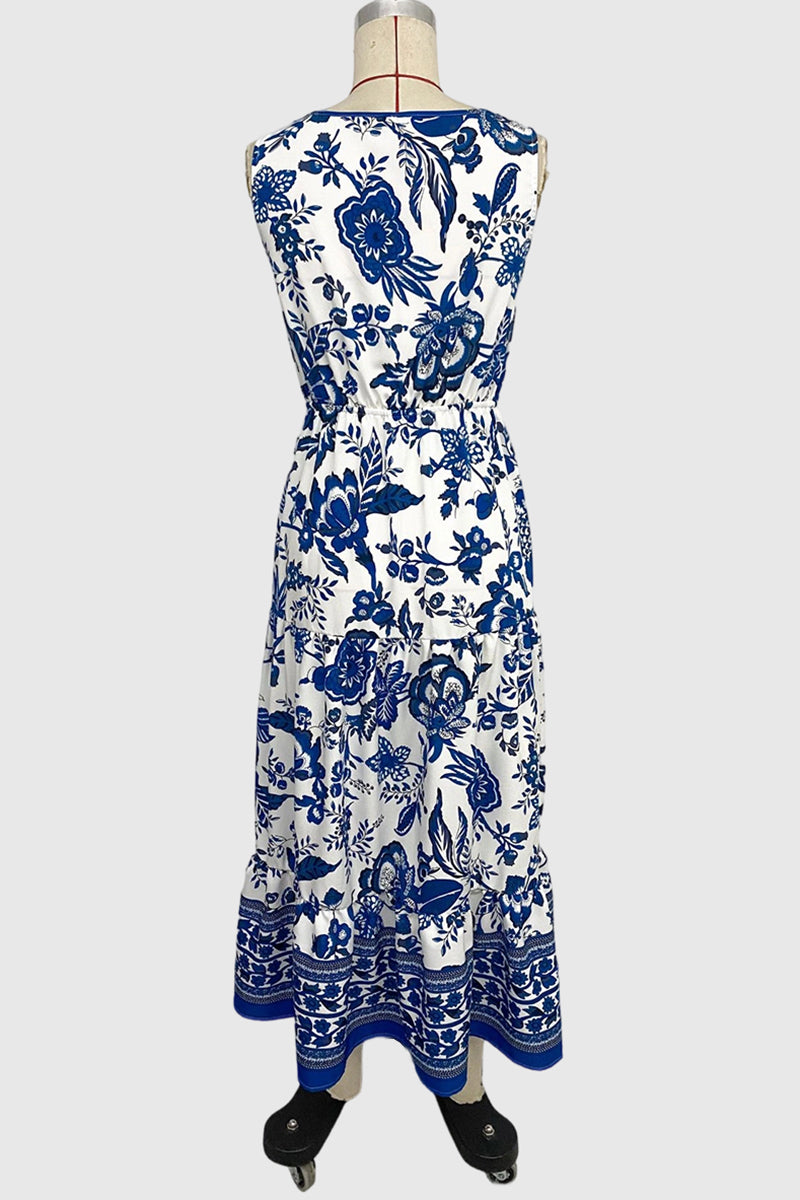 Floral Sleeveless Casual Maxi Dress