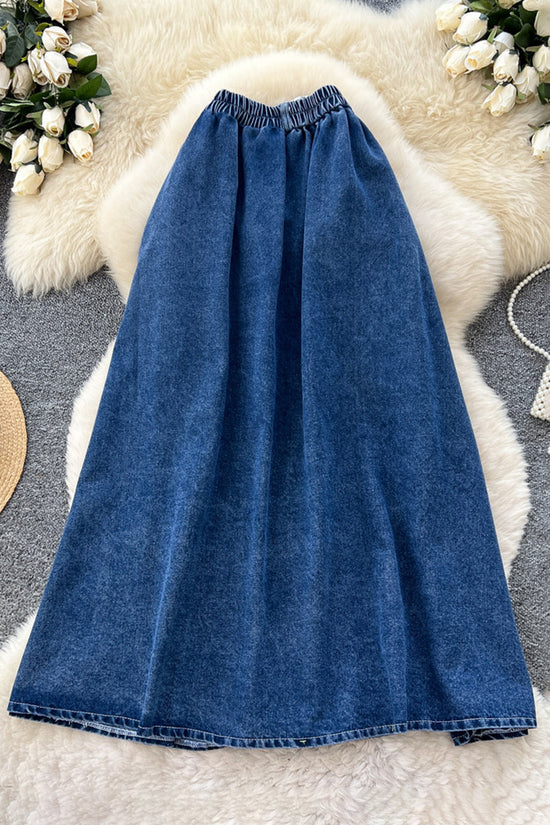 Stylish Denim Skirt with Bow Accent