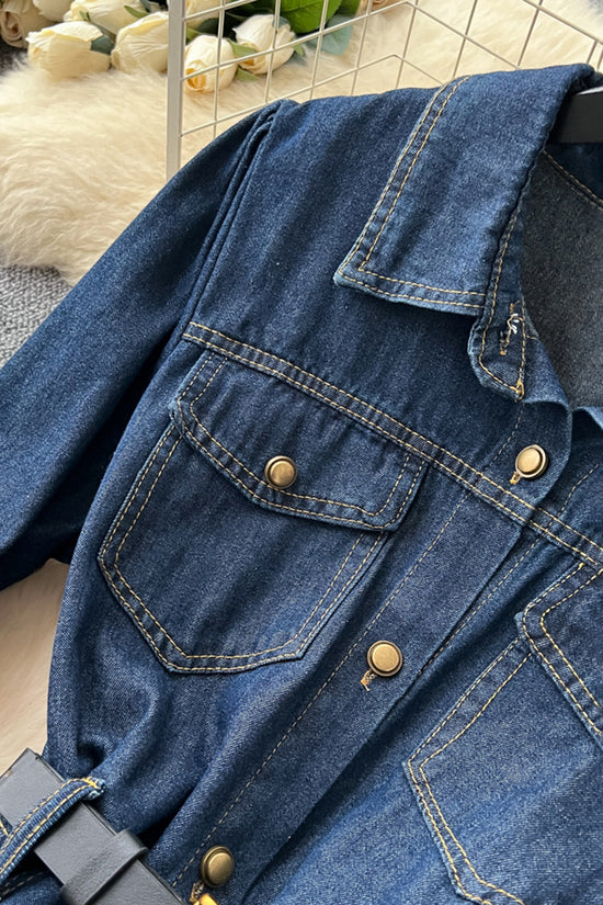 Button-Down Denim Dress with Pockets