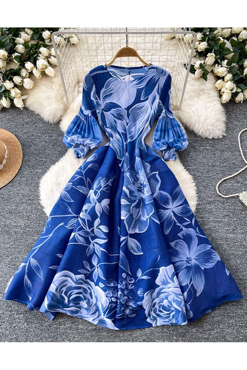Floral Print Puff Sleeve Casual Dress