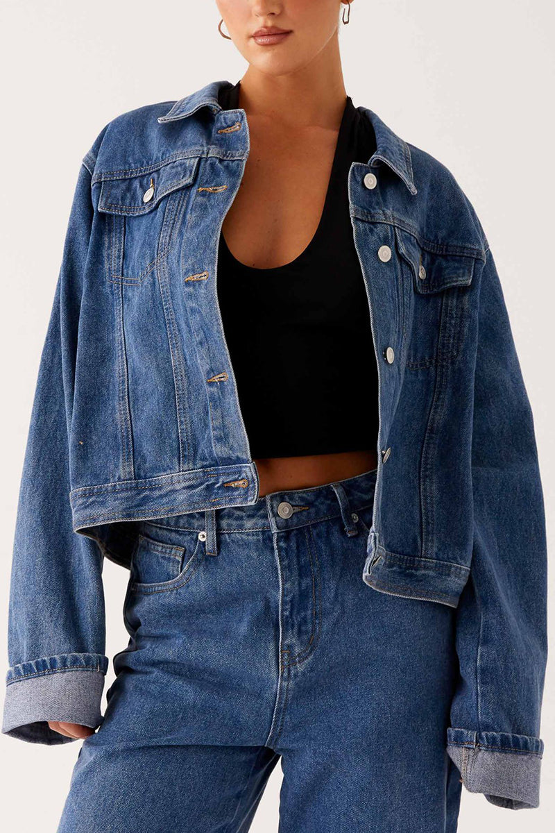Classic Denim Jacket with Button-Down Front