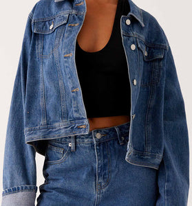 Classic Denim Jacket with Button-Down Front