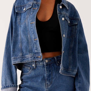 Classic Denim Jacket with Button-Down Front