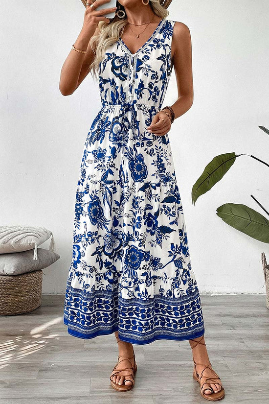 Floral Sleeveless Casual Maxi Dress