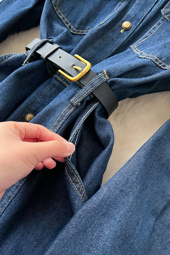 Button-Down Denim Dress with Pockets