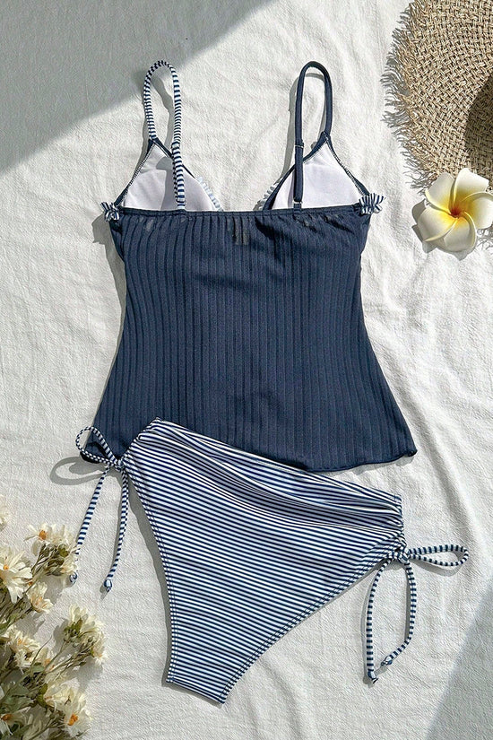 Striped Ruffle Tie Cover-Up Top