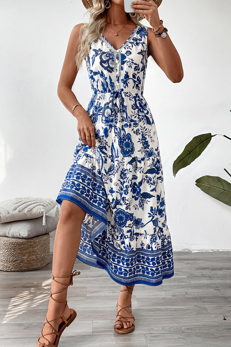Floral Sleeveless Casual Maxi Dress