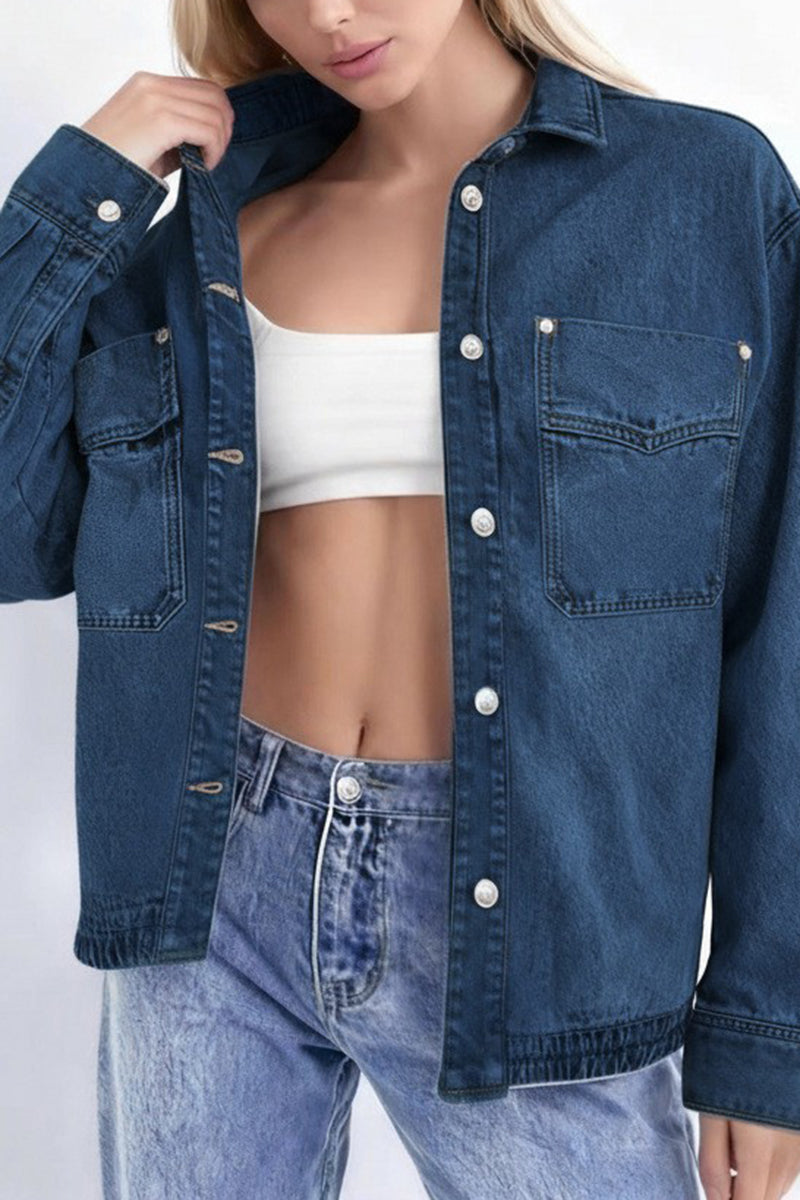 Classic Denim Jacket with Button Closure