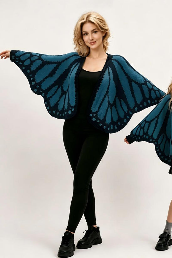Butterfly Wing Knit Open Front Cape