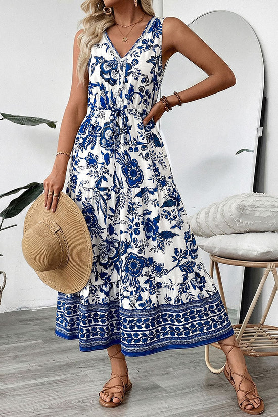 Floral Sleeveless Casual Maxi Dress