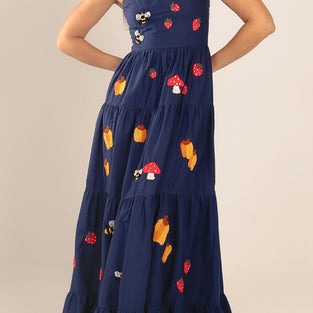 Strawberry Bee Print Maxi Dress