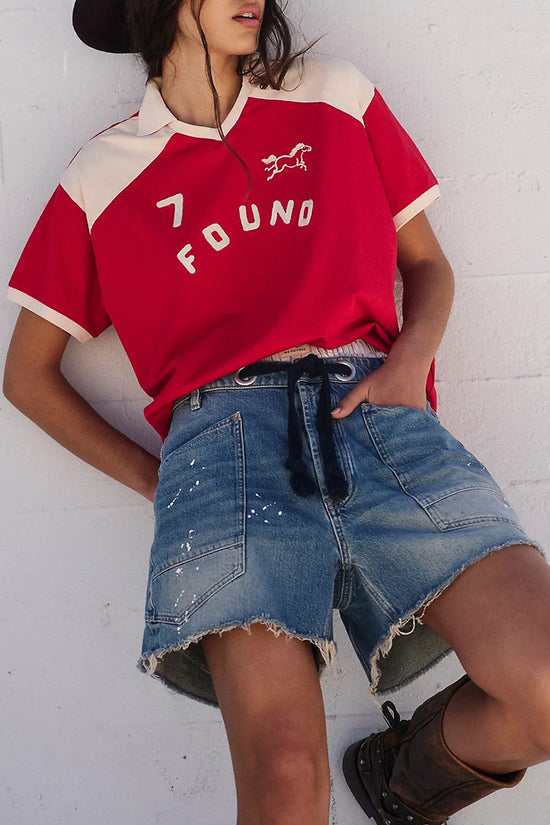 Drawstring Waist Denim Shorts