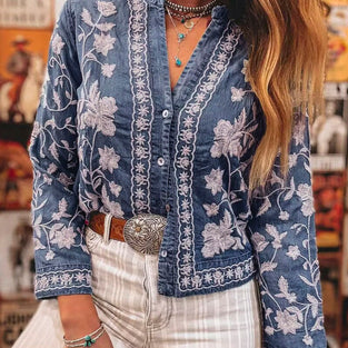 Floral Button-Up Blouse