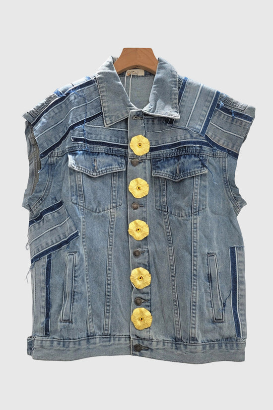 Embellished Sleeveless Denim Jacket