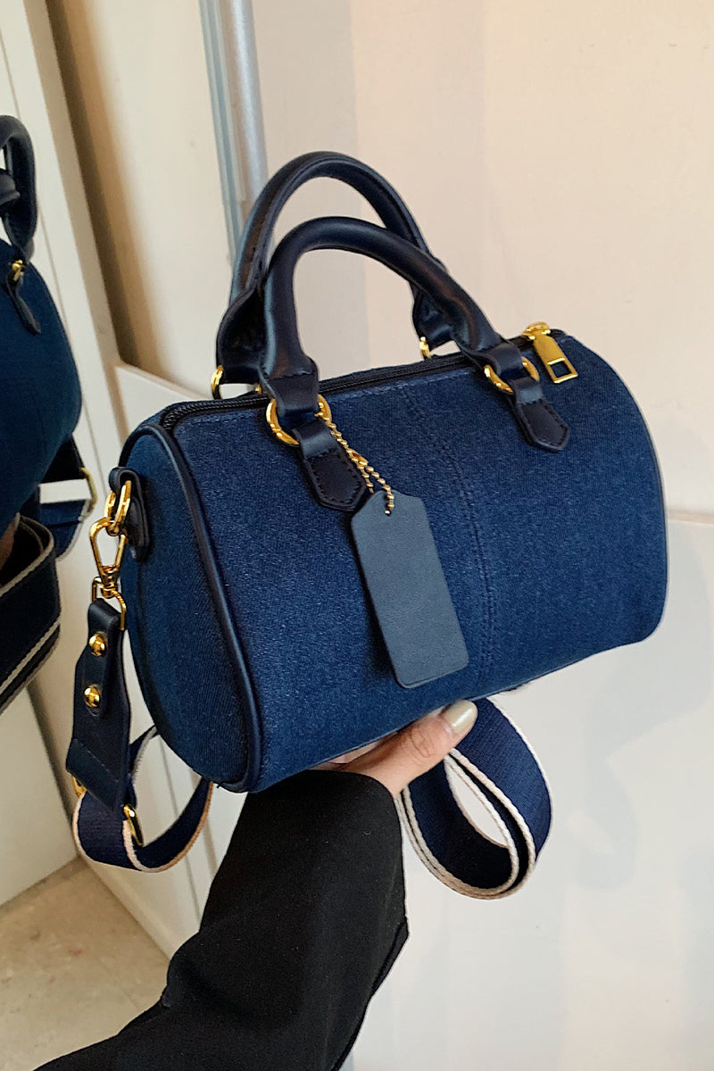 Stylish Patchwork Barrel Bag