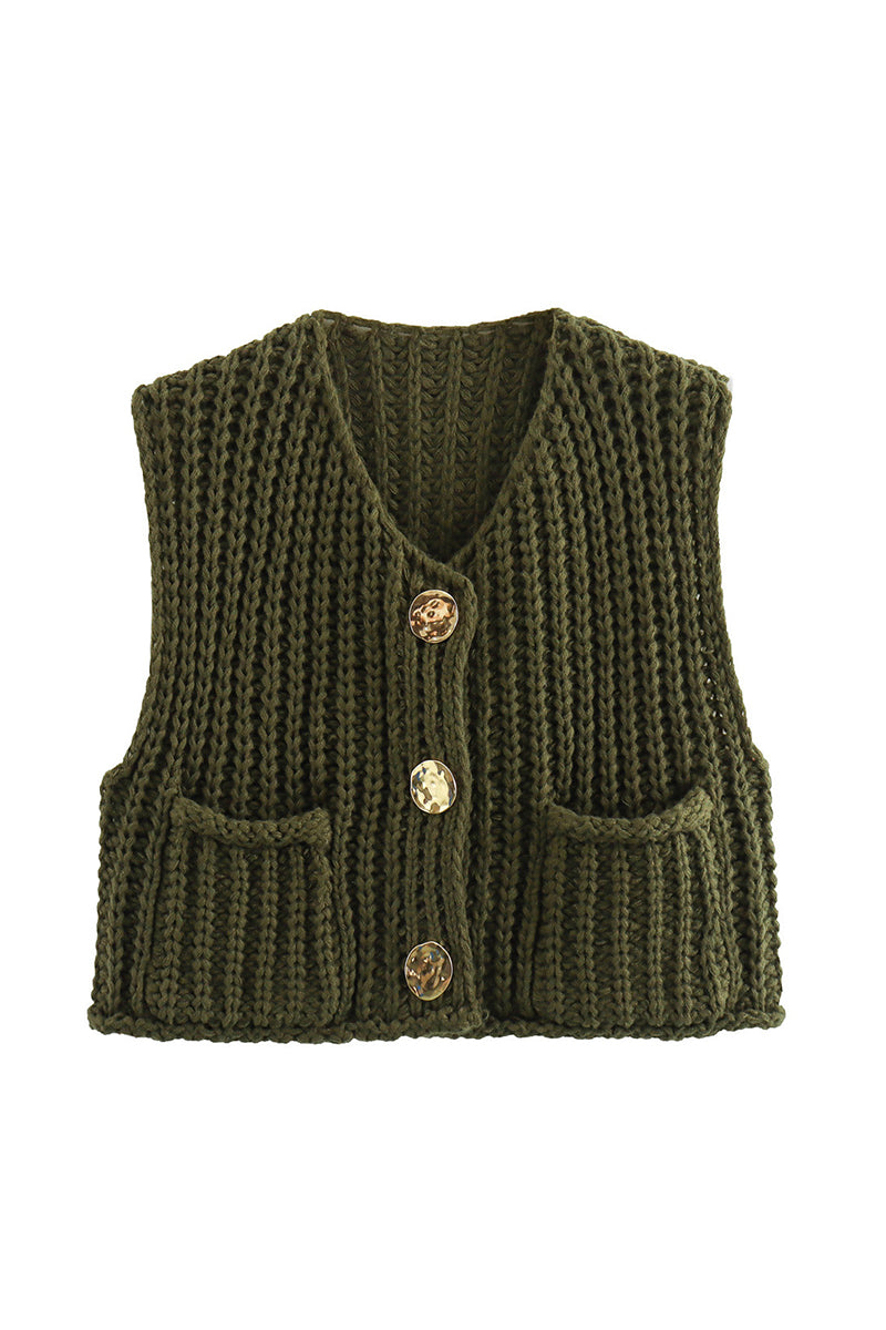 Button-Up Knitted Sweater Vest