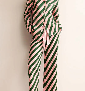 Striped Button-Up Loungewear Set