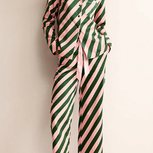 Striped Button-Up Loungewear Set