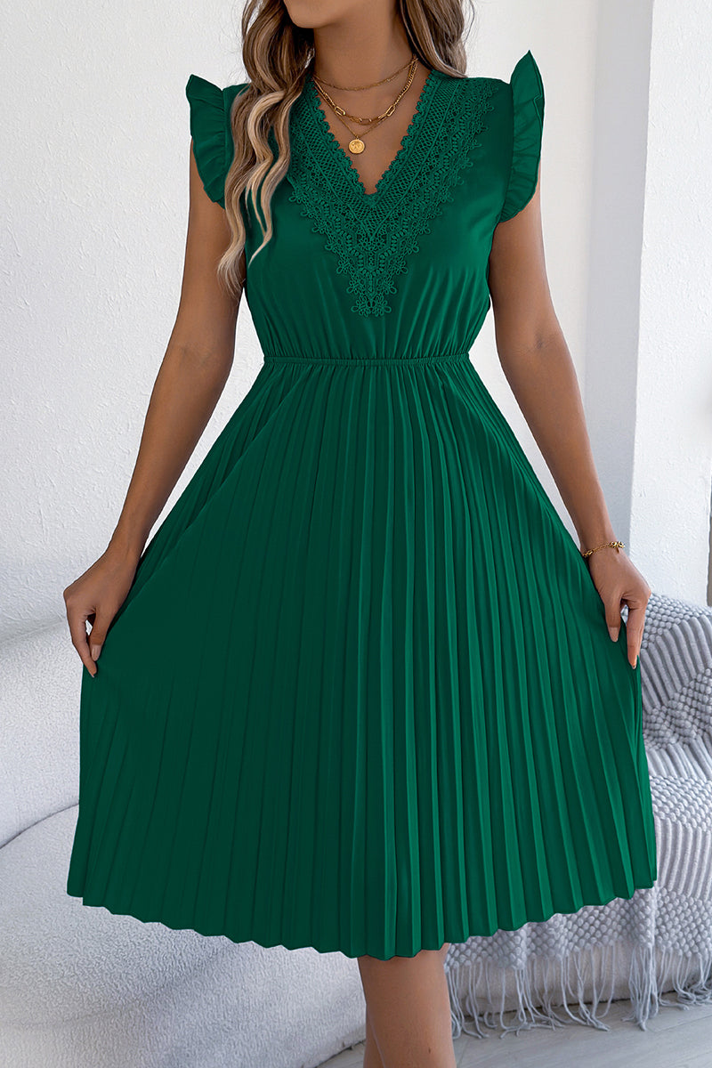 V-Neck Flutter Sleeve Casual Dress