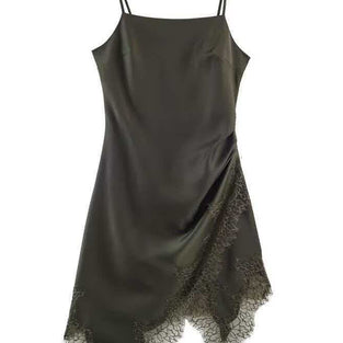 Sleek Lace Trim Spaghetti Strap Dress