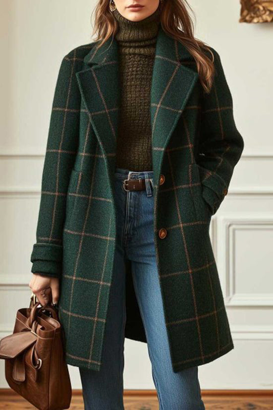 Elegant Checkered Long Coat
