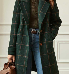 Elegant Checkered Long Coat