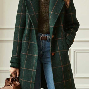 Elegant Checkered Long Coat