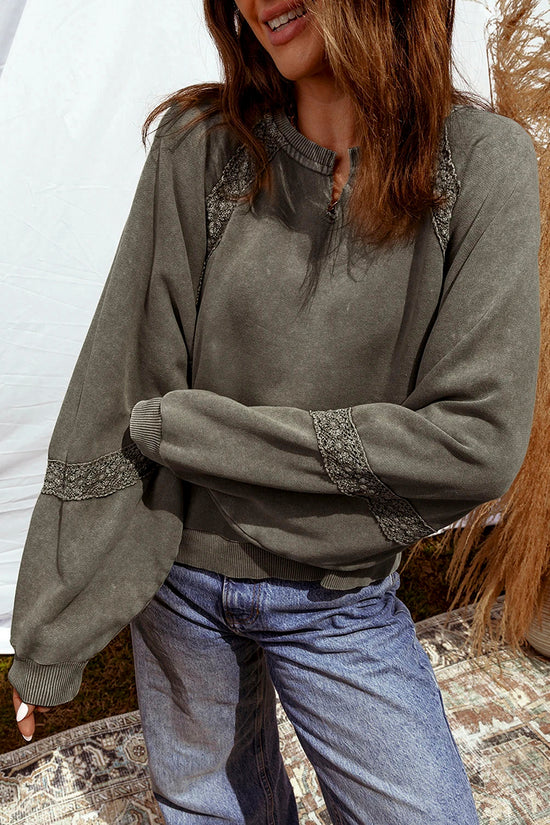 Casual Lace Detail Sweatshirt