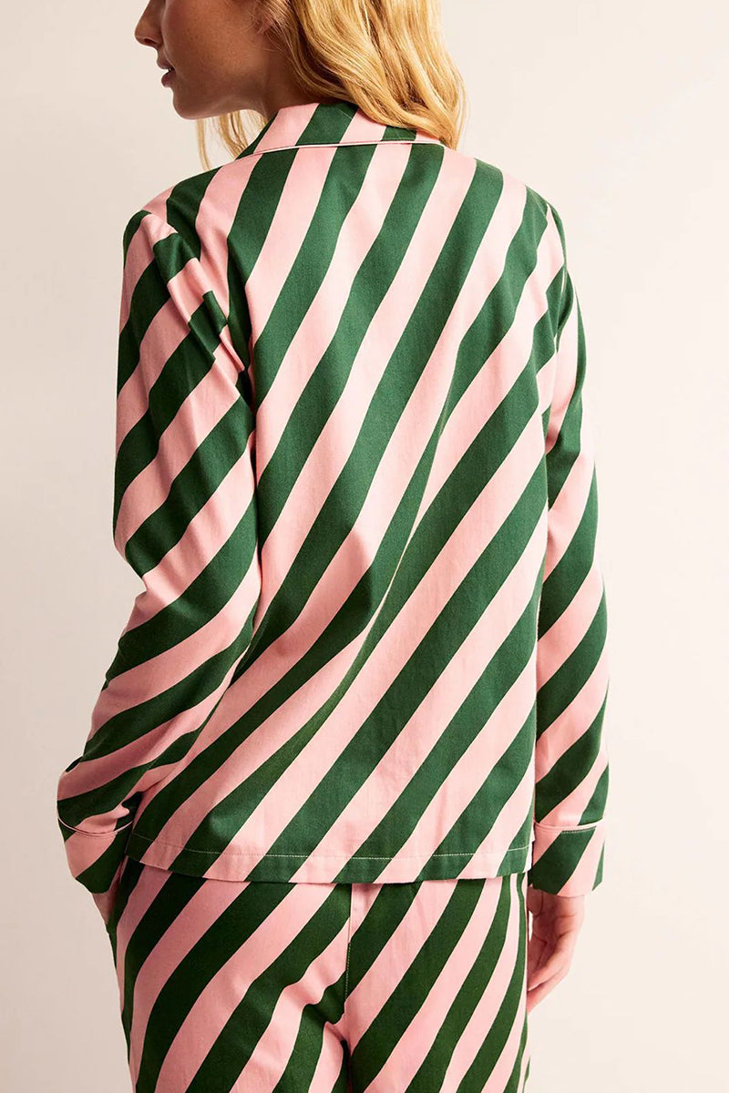 Striped Button-Up Loungewear Set