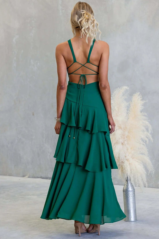 Tiered Sleeveless V-Neck Maxi Dress