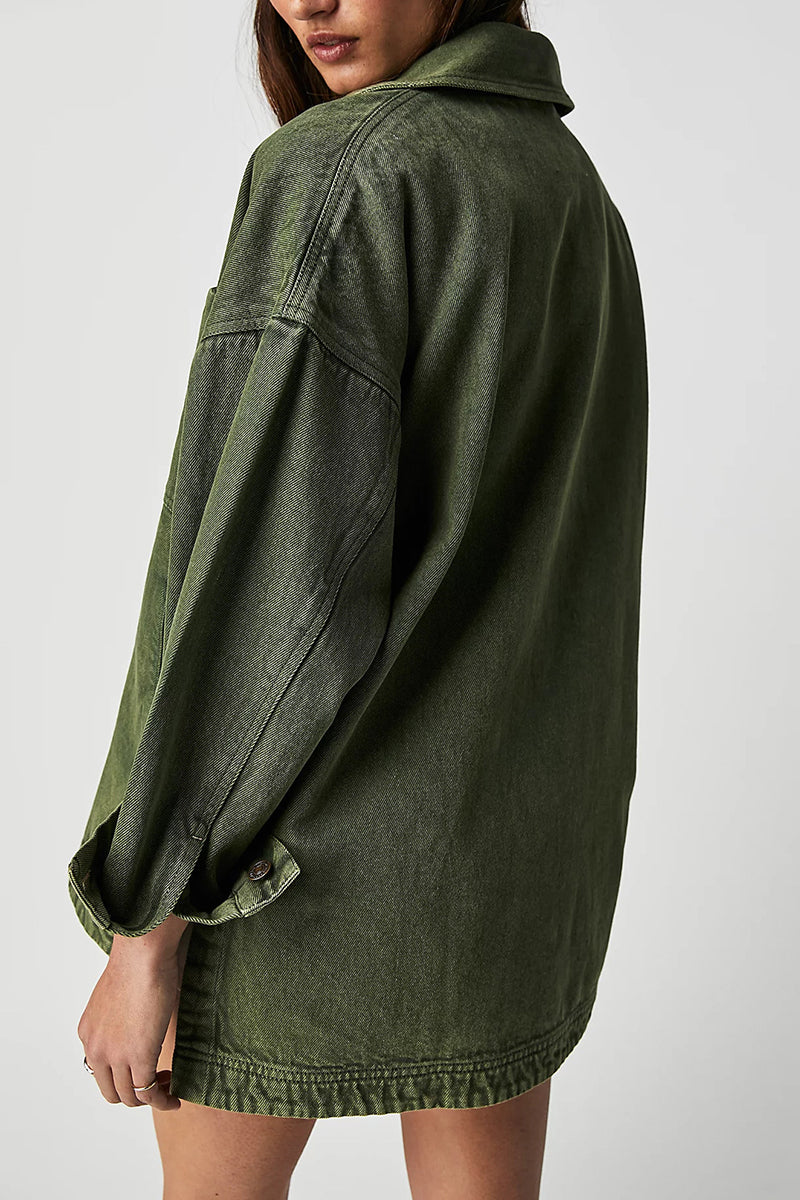 Oversized Denim Jacket with Pocket Detail