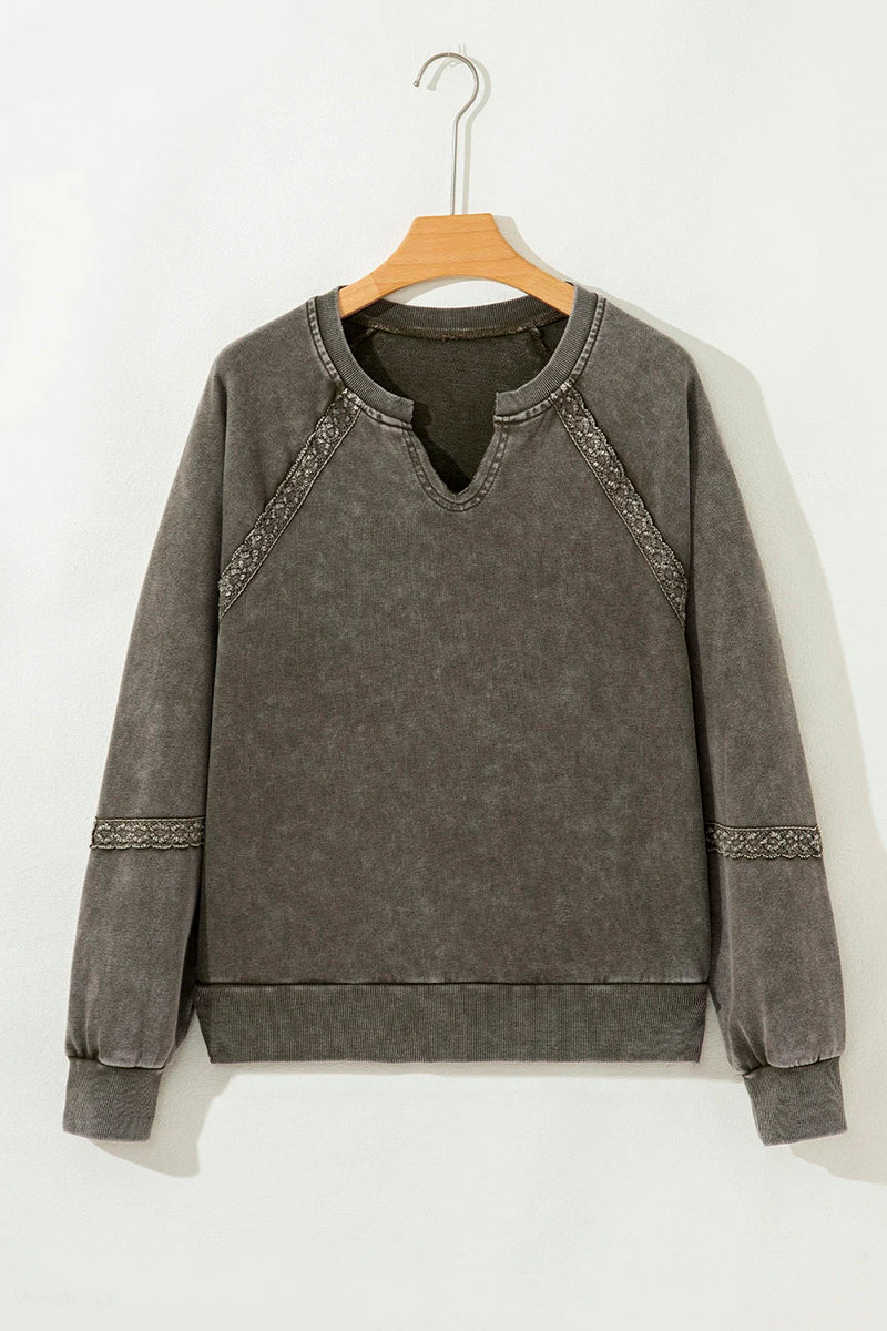 Casual Lace Detail Sweatshirt