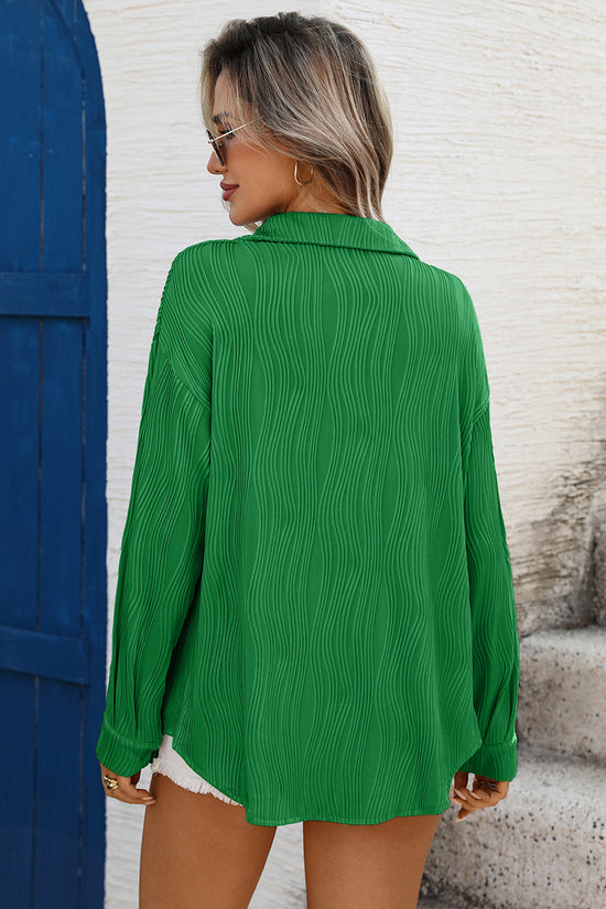 Textured Long Sleeve Blouse