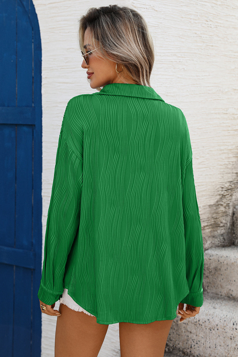 Textured Long Sleeve Blouse