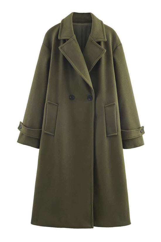 Elegant Double-Breasted Long Coat
