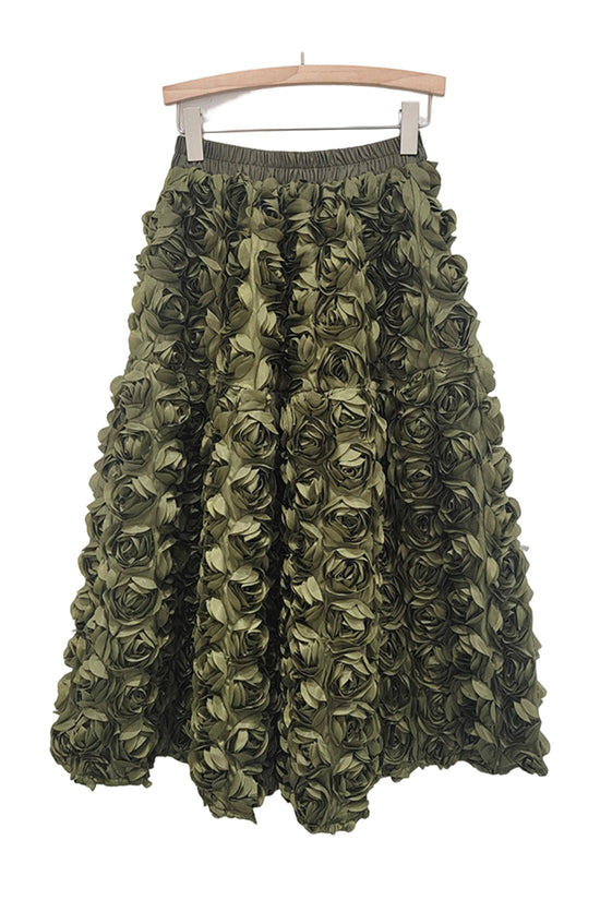 Floral Applique Midi Skirt